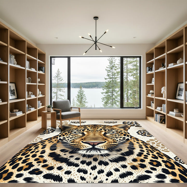 Elegant Wild Leopard Face Rug