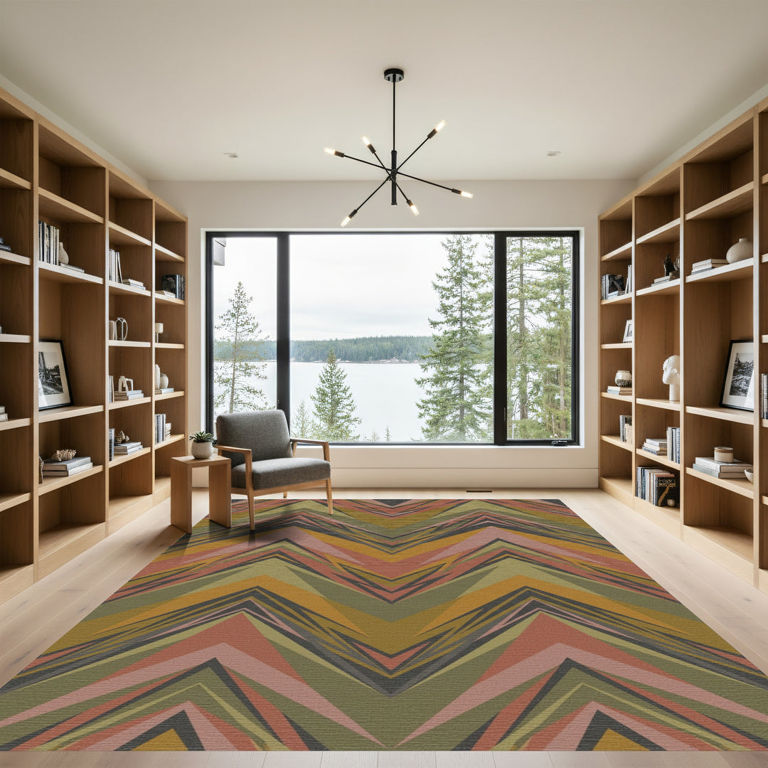 Geometric Chevron Earth Tone Art Rug