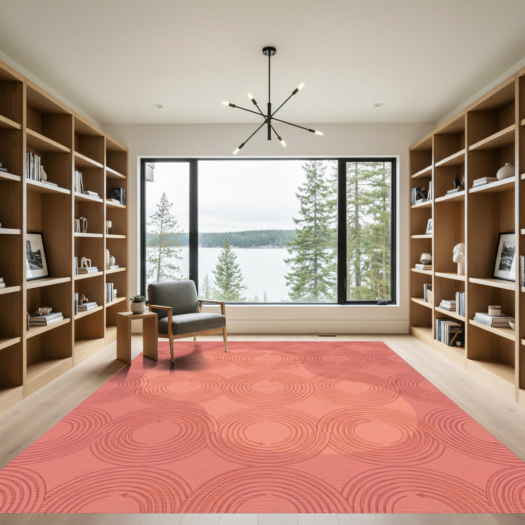 Coral Swirling Circles Repeat Rug