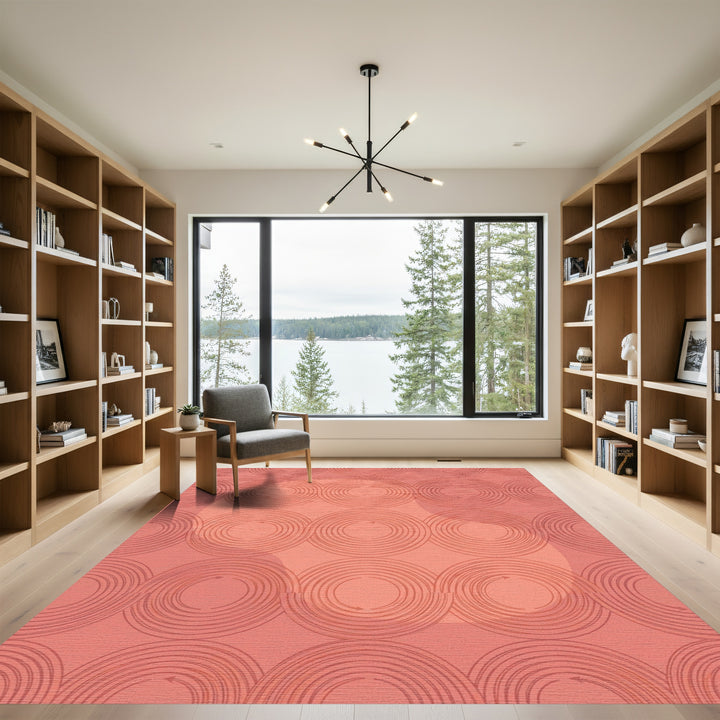 Coral Swirling Circles Repeat Rug