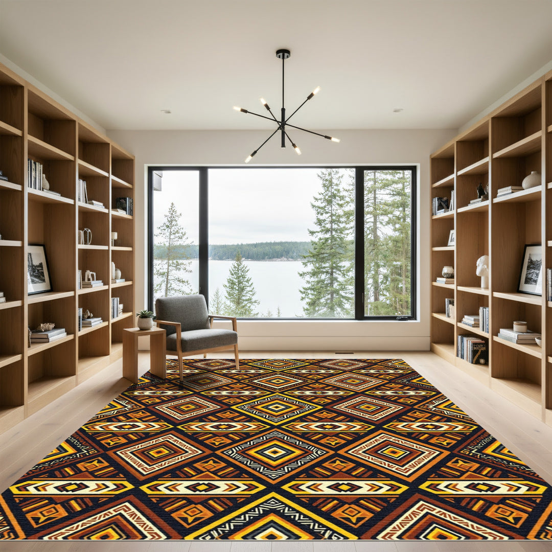 Tribal Diamond Earth Tones Rug