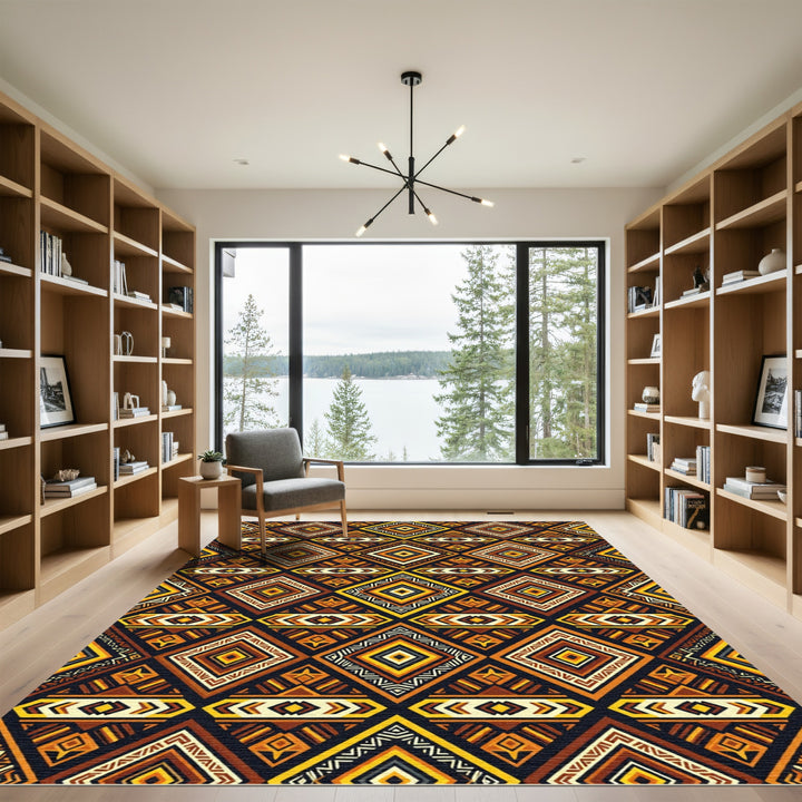 Tribal Diamond Earth Tones Rug