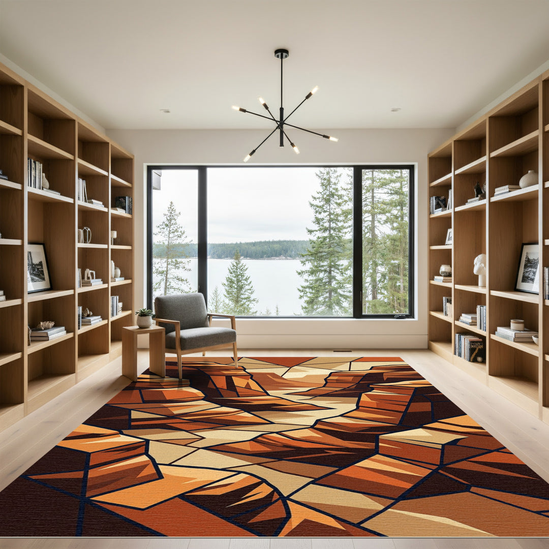 Earthy Canyon Geometric Abstract Rug