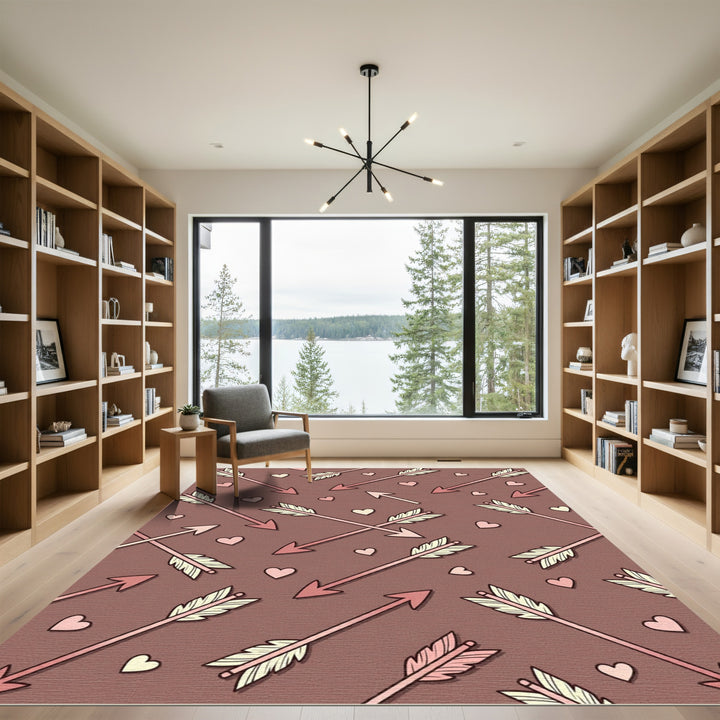 Pink Arrows and Hearts Valentine Rug
