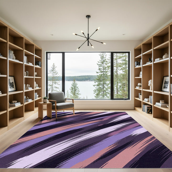 Abstract Purple Brushstroke Strokes Rug
