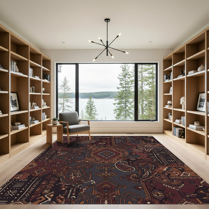 Rich Paisley Patchwork Earth Tones Rug