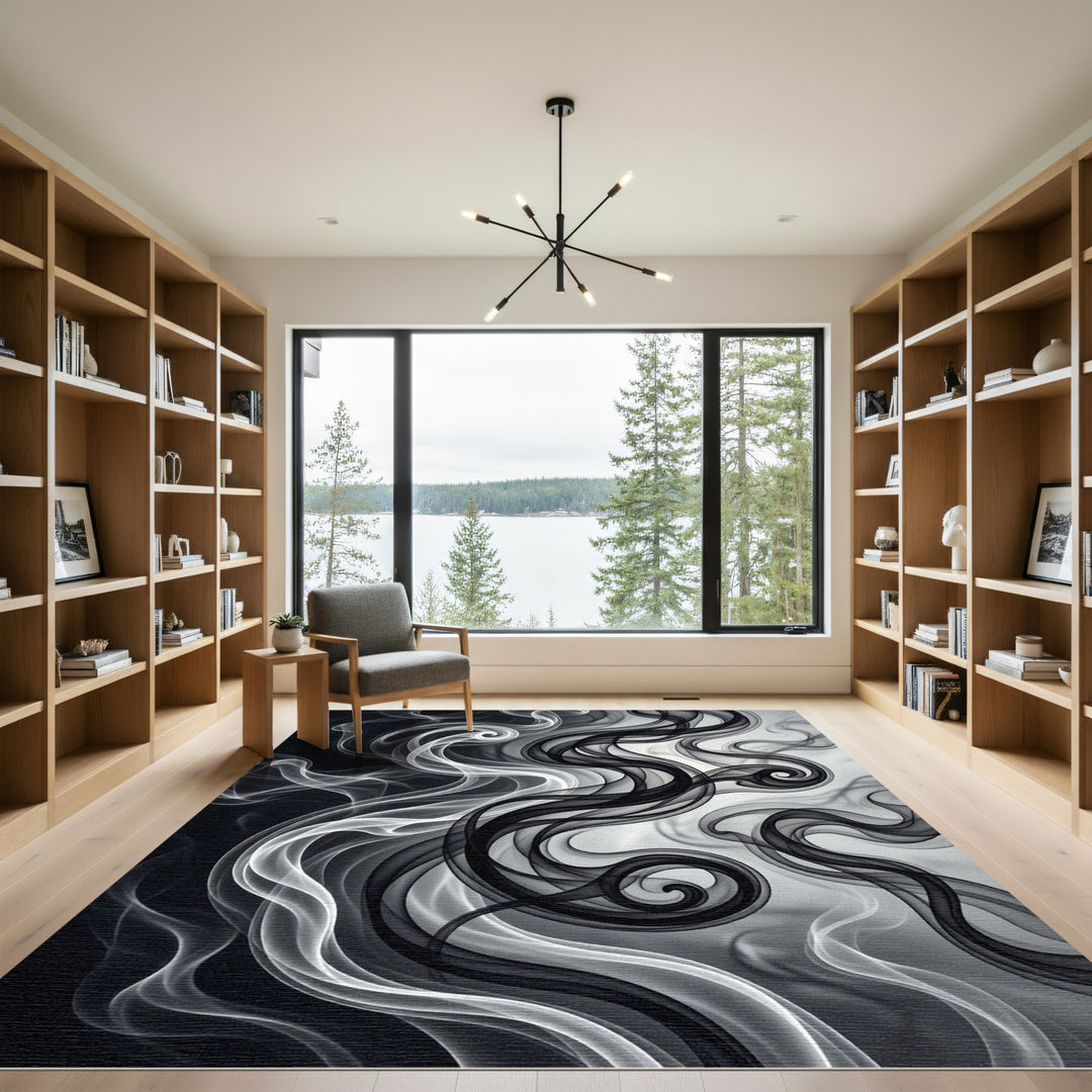 Monochromatic Abstract Swirls Rug