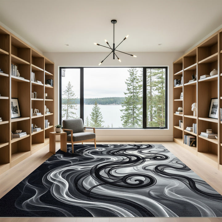 Monochromatic Abstract Swirls Rug