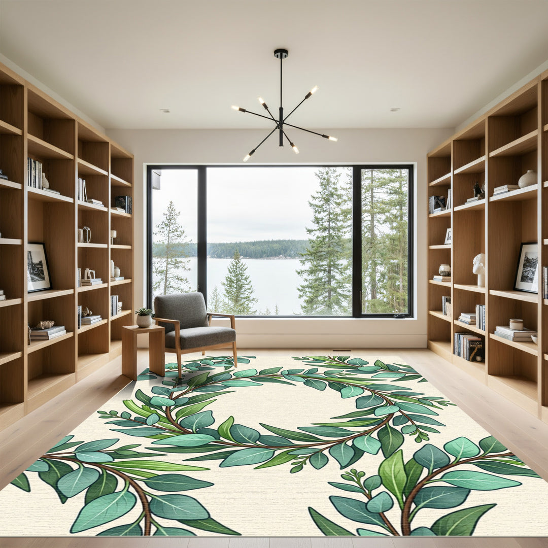 Verdant Laurel Wreath Garland Rug