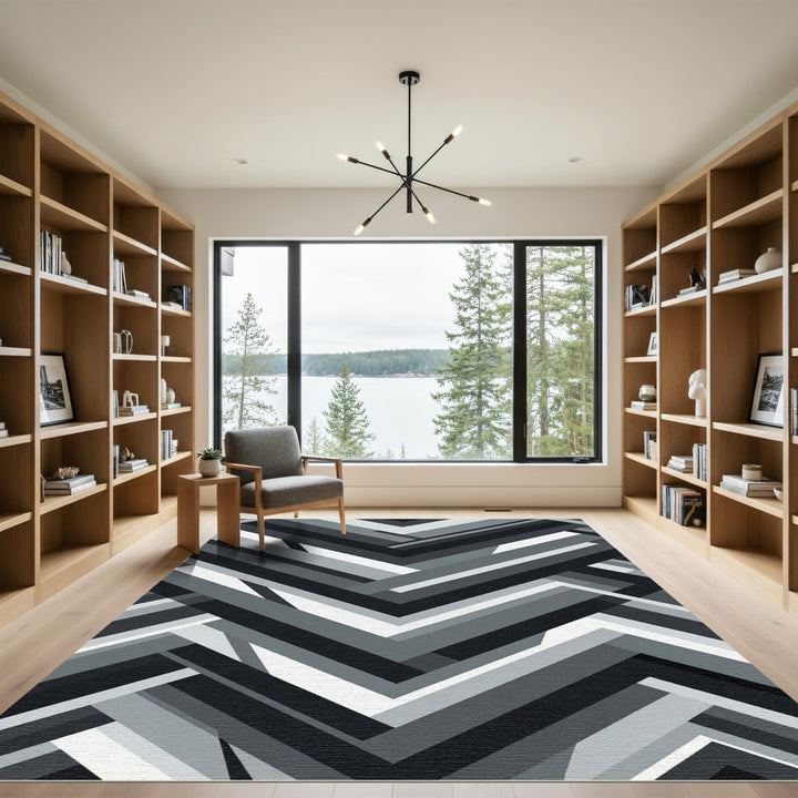Monochromatic Chevron Stripes Rug