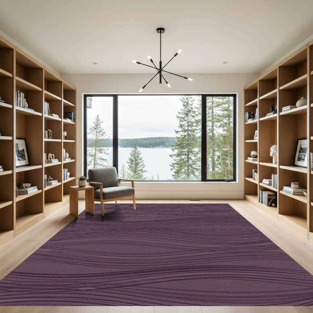 Plum Abstract Wavy Stripe Rug