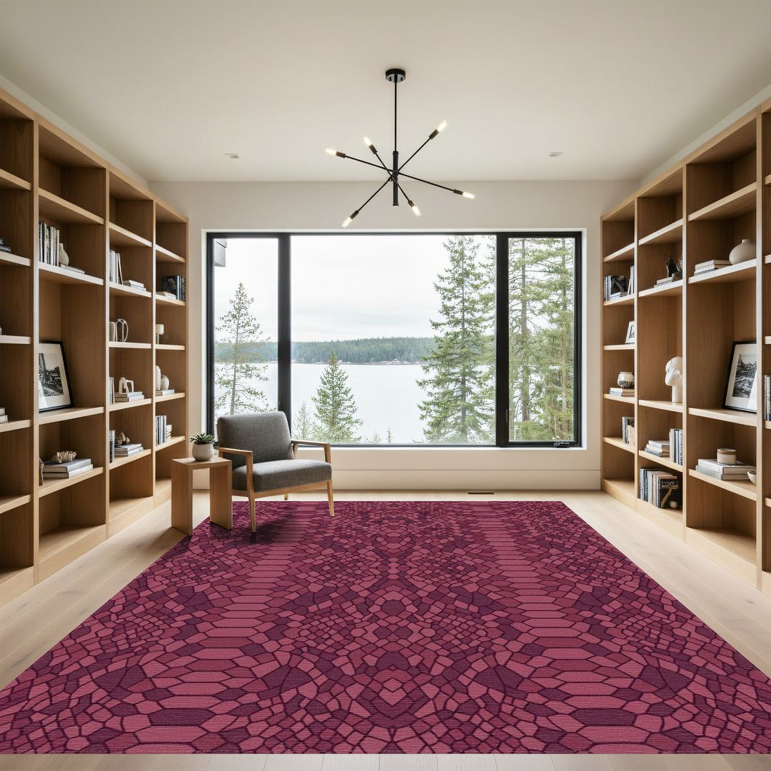 Deep Burgundy Snake Skin Texture Rug