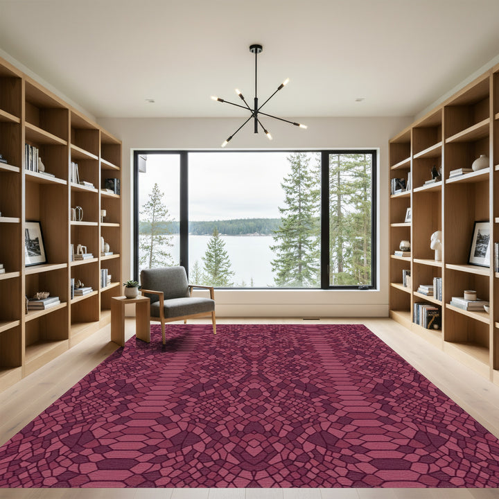 Deep Burgundy Snake Skin Texture Rug