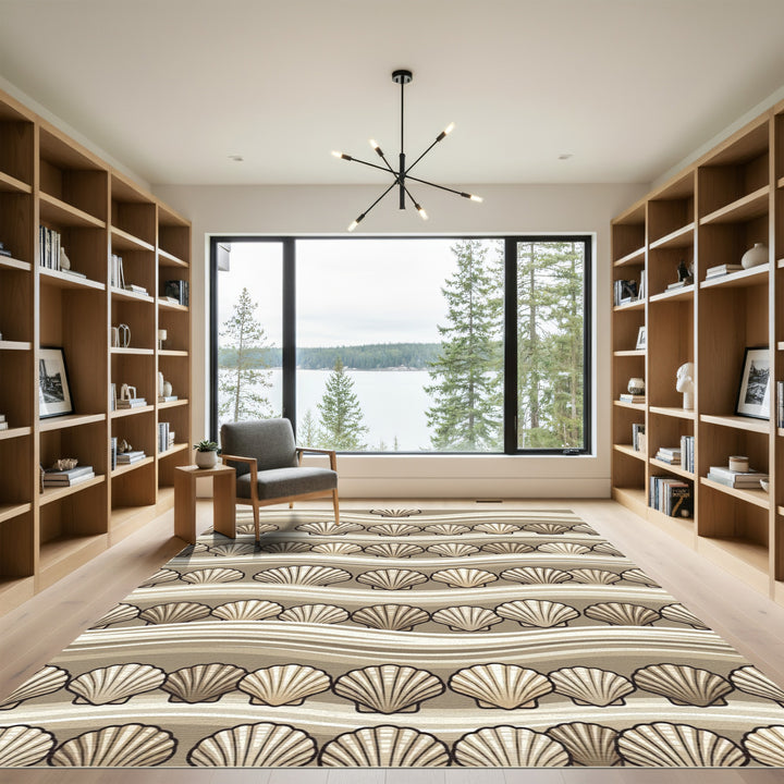 Seashell Coastal Wave Composition Rug