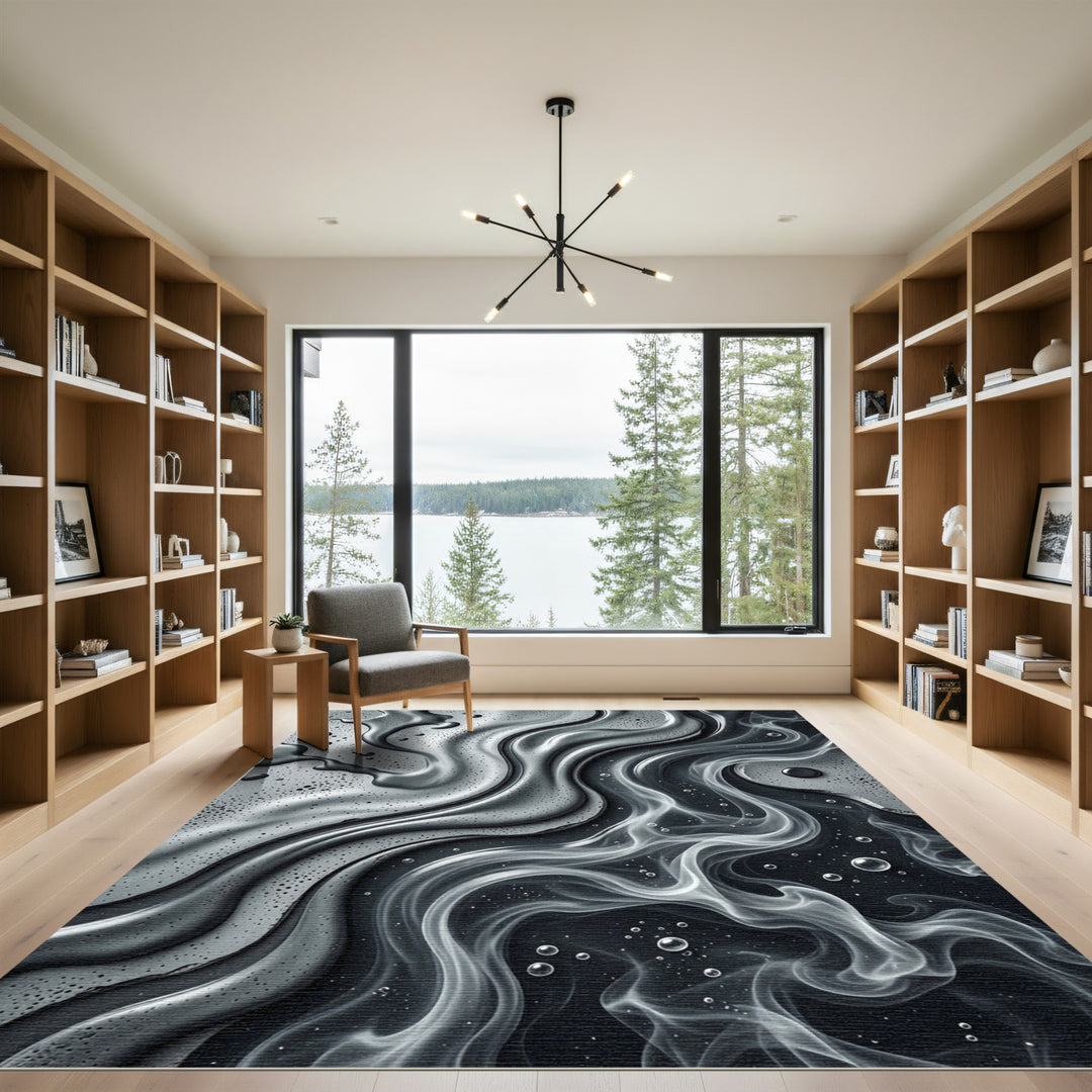 Abstract Swirling Smoke and Bubbles Rug