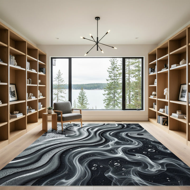 Abstract Swirling Smoke and Bubbles Rug