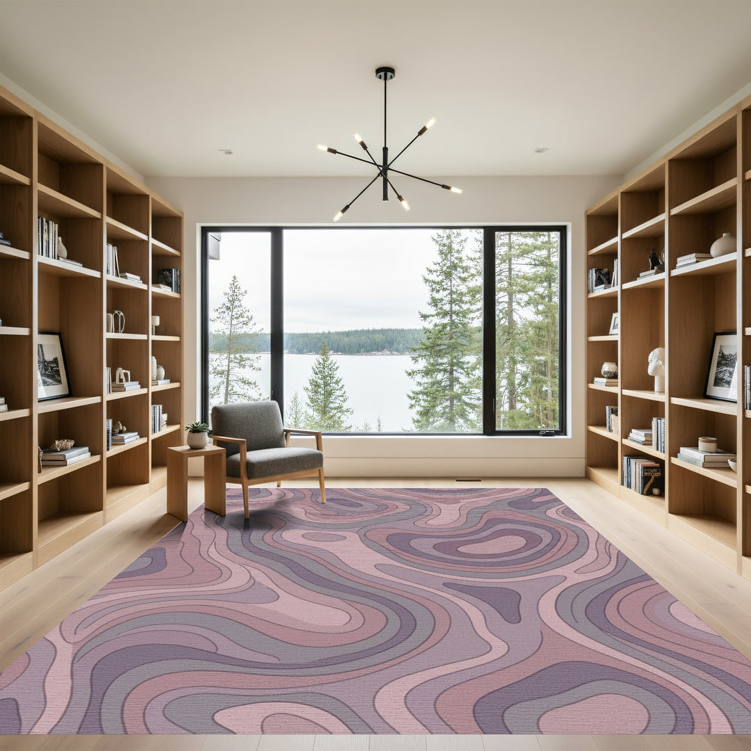 Dusty Rose Topographic Wave Rug