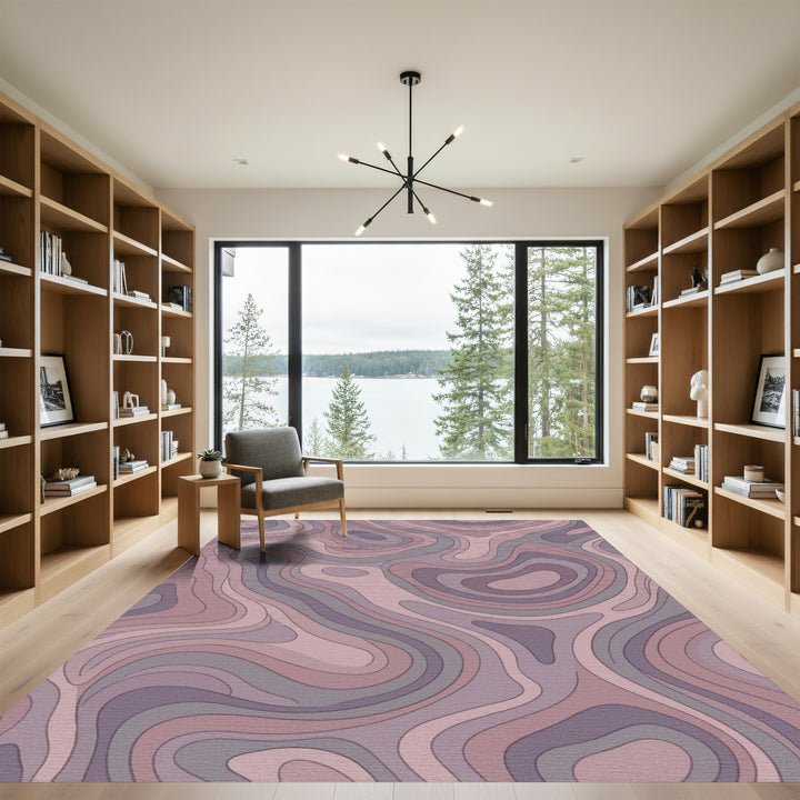 Dusty Rose Topographic Wave Rug