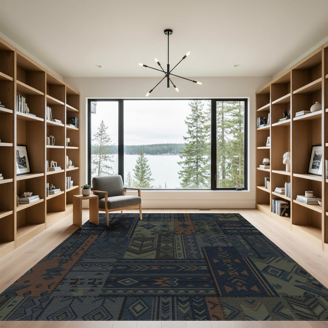 Dark Earthy Tribal Patchwork Rug