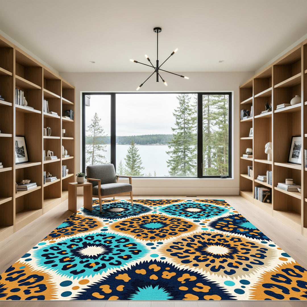 Wild Leopard Bling Sunburst Rug