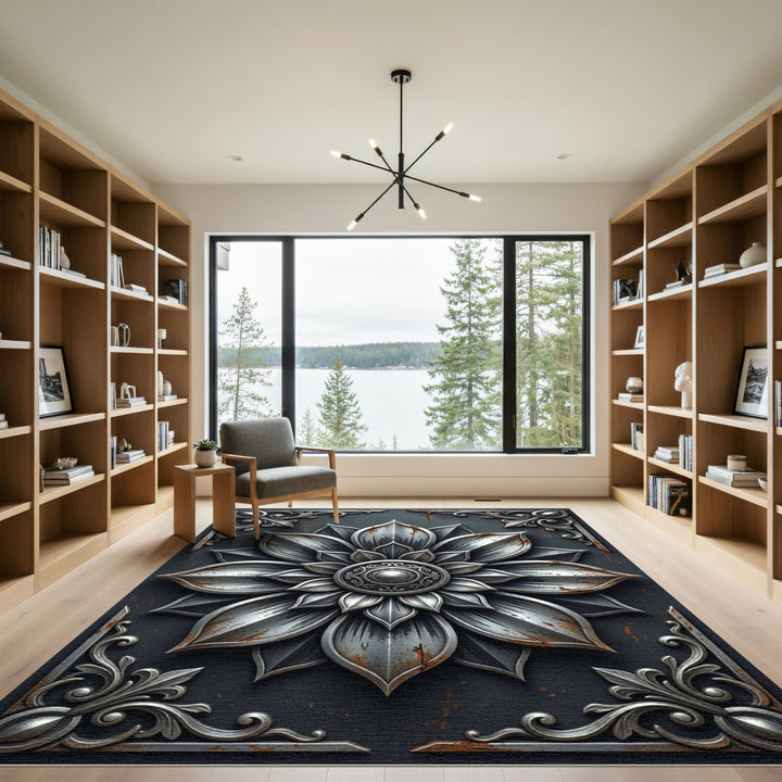 Ornate Metal Flower Rug