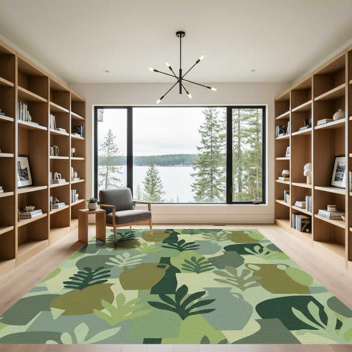 Olive Ceramic Nature Collage Rug