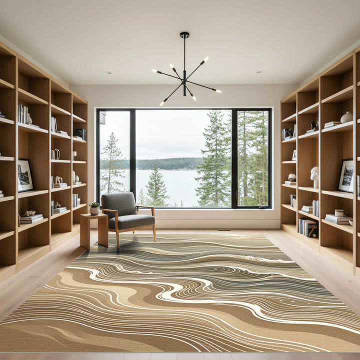 Abstract Sandy Shoreline Waves Rug