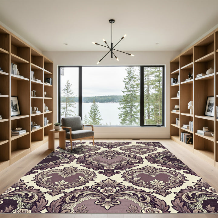 Elegant Plum Heart Lace Ornament Rug