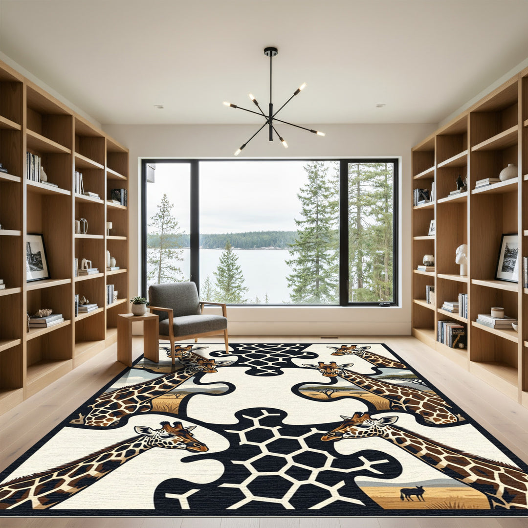 Savanna Giraffe Puzzle Tile Rug