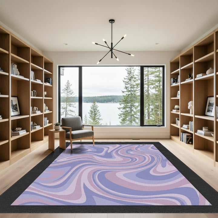 Retro Lilac Swirl Abstract Rug