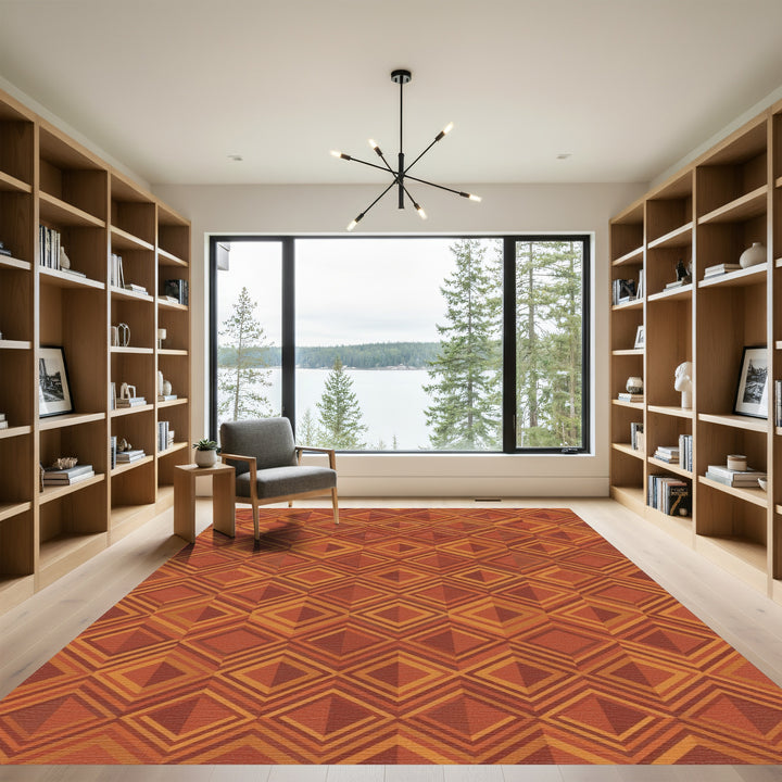 Terracotta Diamond Layered Geometric Rug
