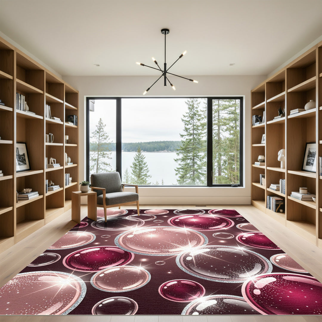 Sparkling Rose Gold Bubble Cluster Rug