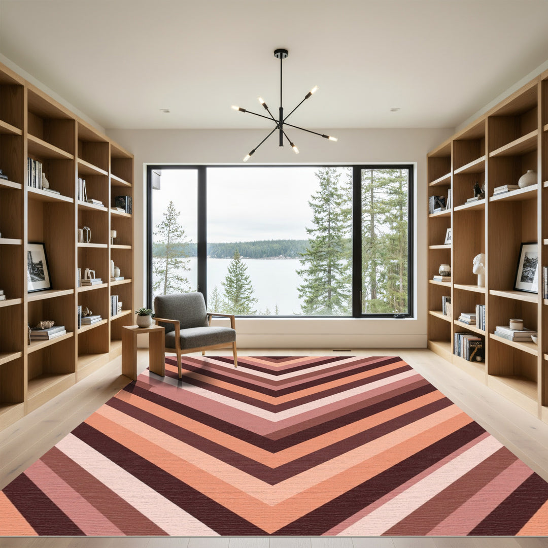 Earthy Chevron Stripe Geometric Rug