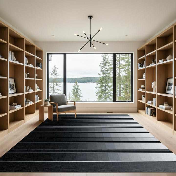 Monochrome Gradation Linear Stripes Rug