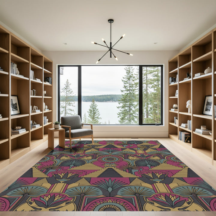 Art Deco Egyptian Pyramid Lotus Rug