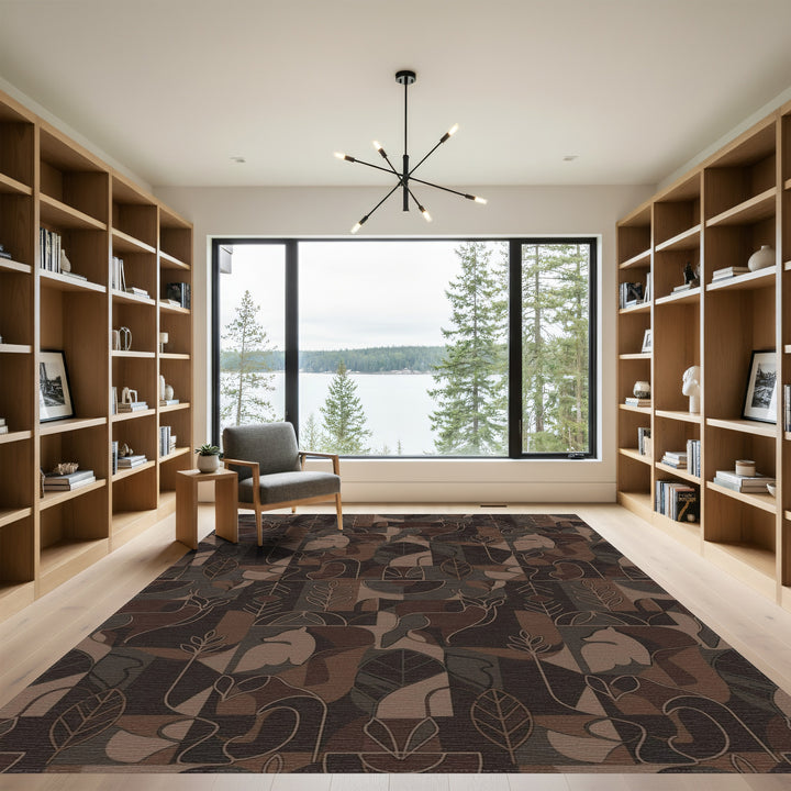 Woodland Creatures Earth Tones Abstract Rug