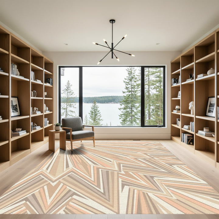 Earthy Pastel Serrated Sunburst Rug