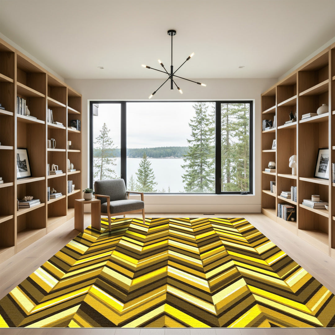 Bold Yellow Chevron Zigzag Rug