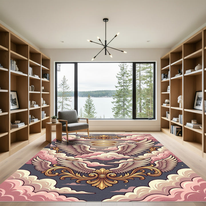 Heavenly Golden Winged Angel Rug