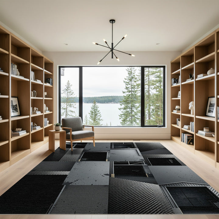 Industrial Carbon Fiber Grain Texture Rug