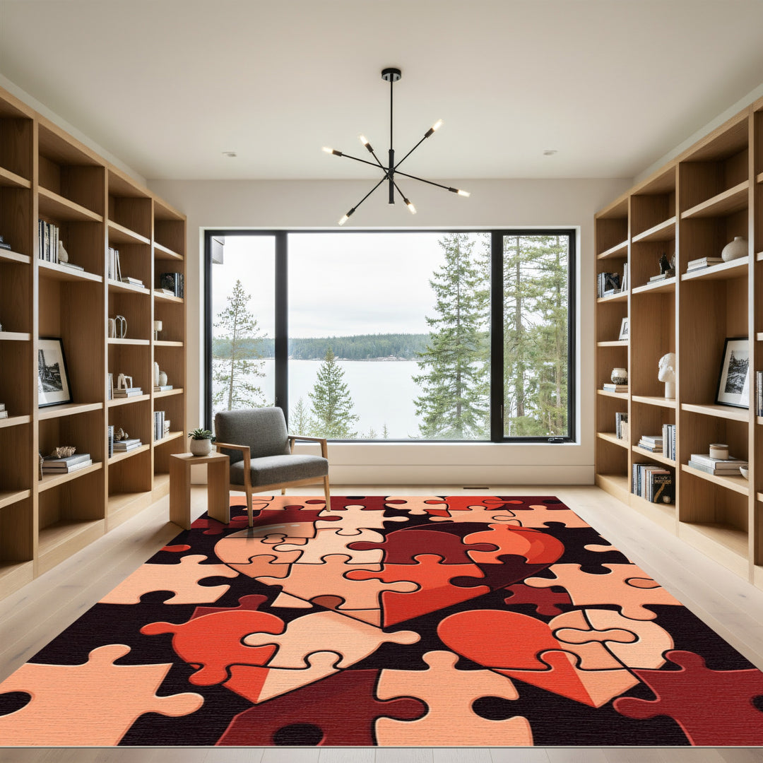 Heart Shaped Puzzle Pieces Rug
