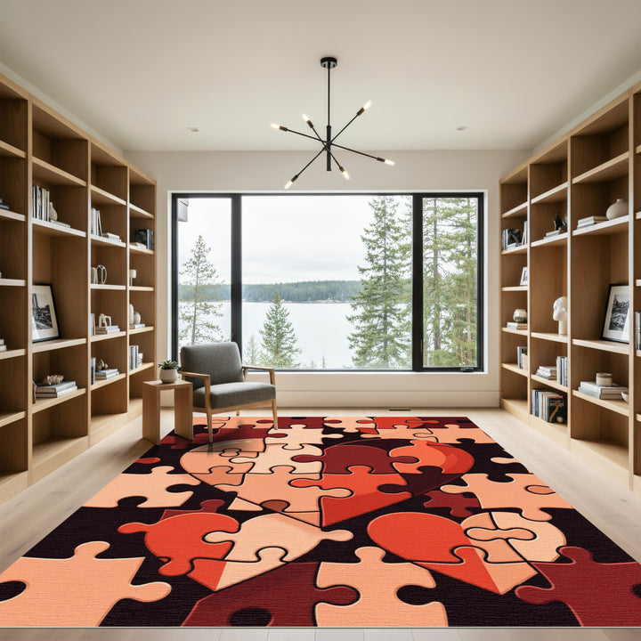 Heart Shaped Puzzle Pieces Rug
