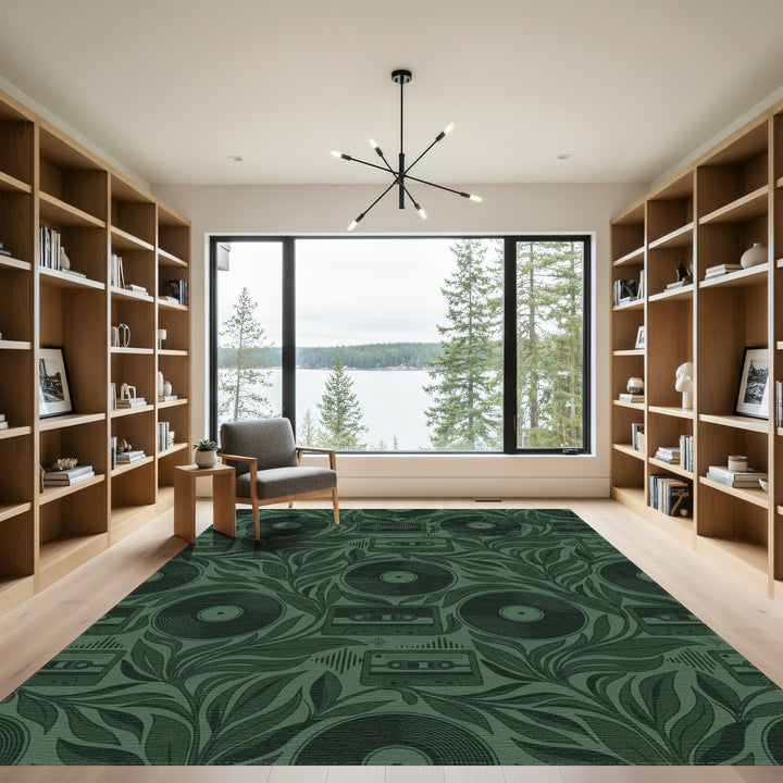 Dark Green Vinyl Cassette Foliage Rug