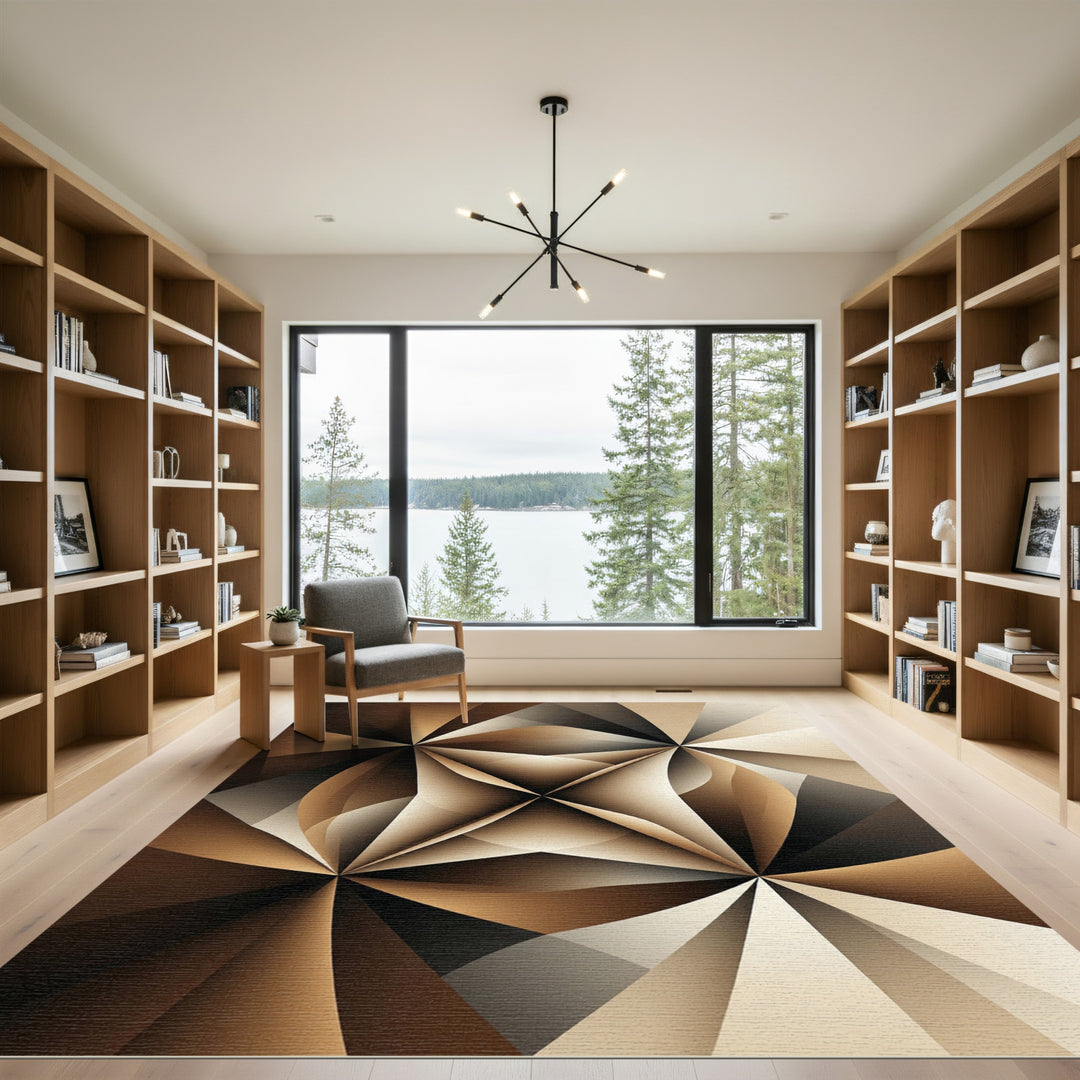 Earthy Tones Geometric Radiating Star Rug