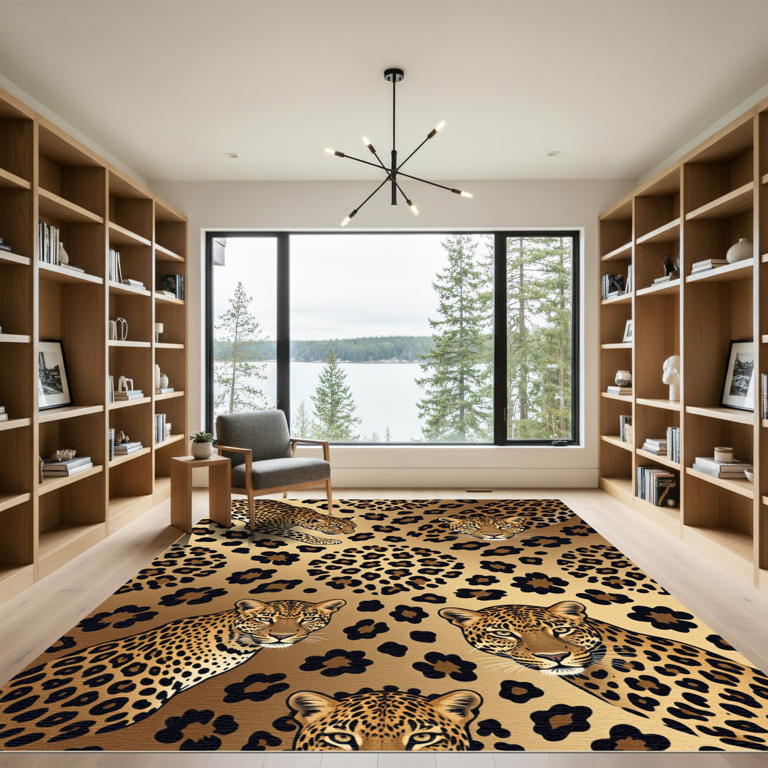 Leopard Spot Wild Cat Face Rug