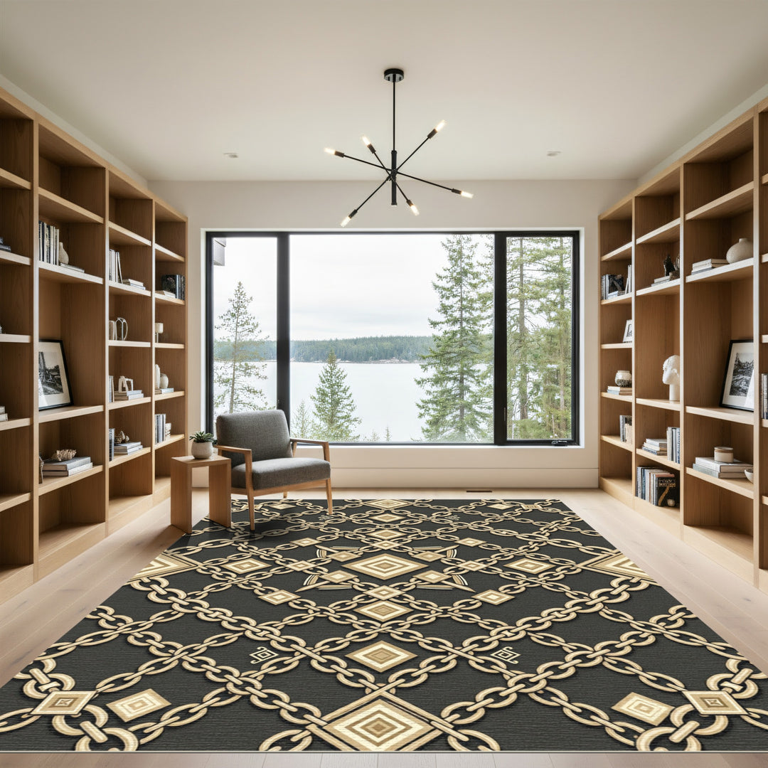 Chic Chain Link Diamond Accent Rug