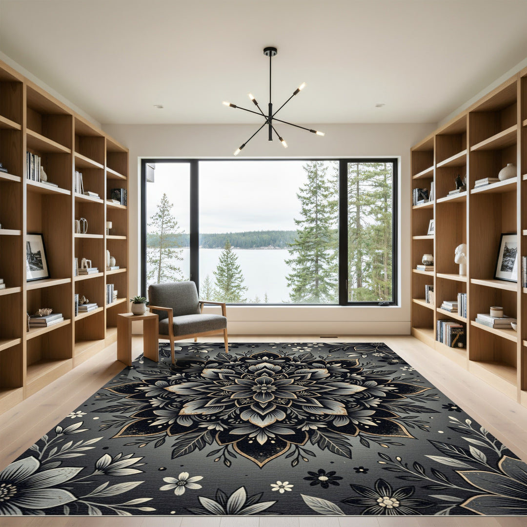 Gothic Floral Mandala Luxury Rug