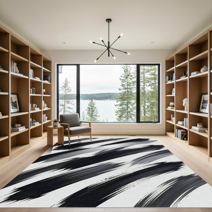 Stripped Monochrome Dynamic Strokes Rug