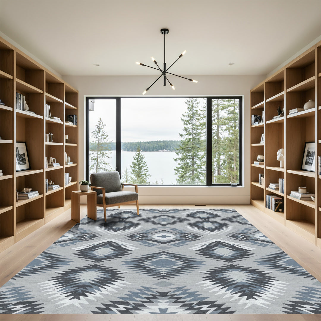 Gray Diamond Aztec Geometric Rug
