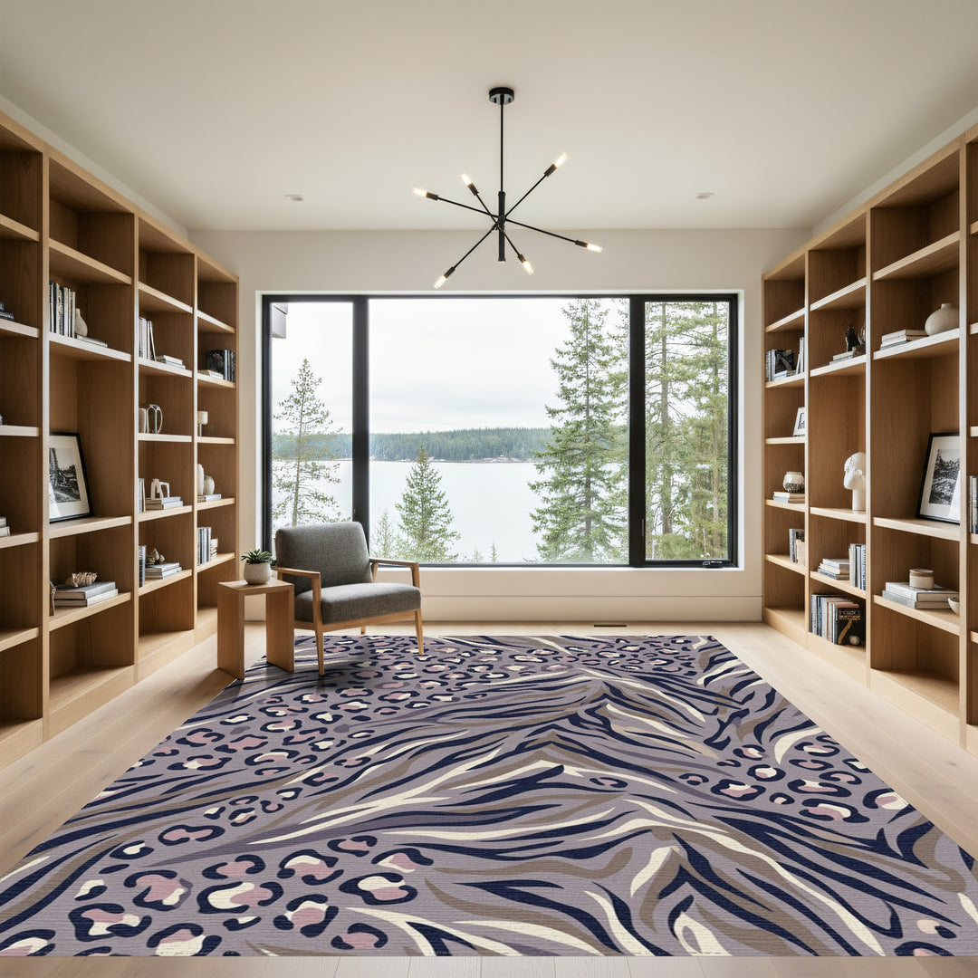 Earthy Leopard Zebra Blend Rug